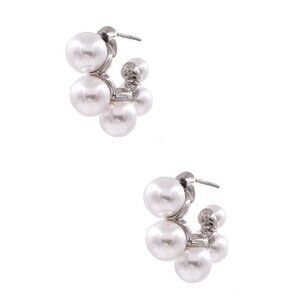RORY SILVER PEARL HOOP EARRINGS